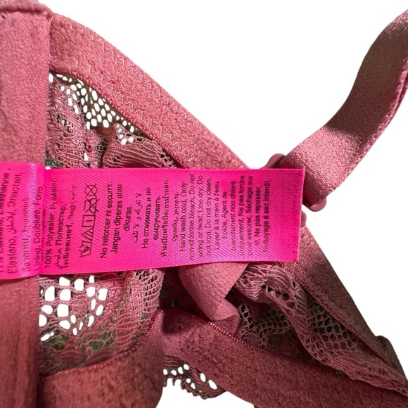 La Senza Beyond Sexy Bra 34DD Pink Lace Push Up Padded Front Close Underwire - Picture 7 of 7